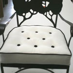 White Cushion with Black Piping & Buttons